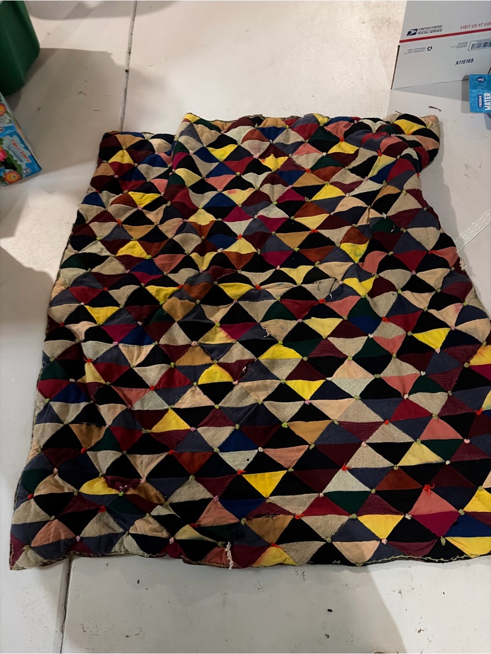 Vintage handmade Multicolor Geometric quilt